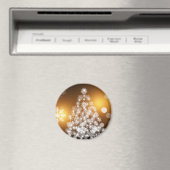 Schneeflocken Weihnachtsbaum mit goldenem Hintergr Magnet (In Situ (Geschirrspüler))