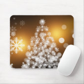 Schneeflocken Weihnachtsbaum mit goldenem Hintergr Mousepad (Mit Mouse)
