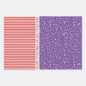 Schneeflocken, Weihnachtsbäume, rote Streifen blau Geschenkpapier Set (Vorderseite 2)