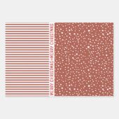 Schneeflocken, Weihnachtsbäume Terrakotta Streifen Geschenkpapier Set (Vorderseite 2)