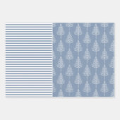 Schneeflocken, Weihnachtsbäume und Streifen staubb Geschenkpapier Set (Vorderseite 3)