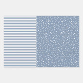 Schneeflocken, Weihnachtsbäume und Streifen staubb Geschenkpapier Set (Vorderseite 2)