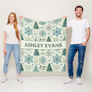 Schneeflocken, Weihnachtsbaummuster - Blanket Fleecedecke