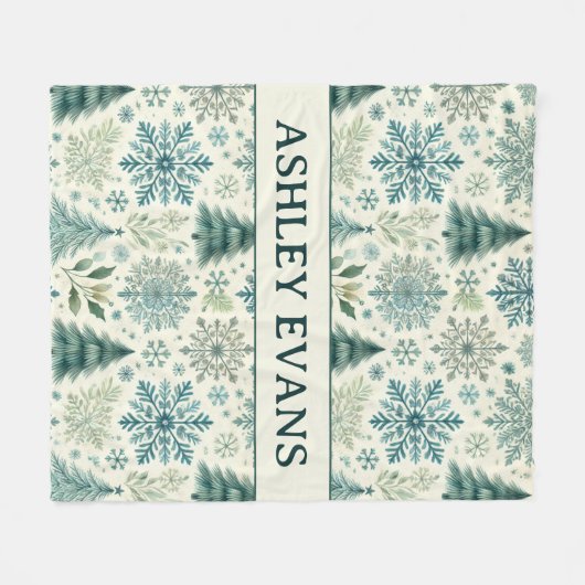Schneeflocken, Weihnachtsbaummuster - Blanket Fleecedecke (Vorderseite (Horizontal))