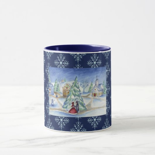 Schneeflocken Weihnachtsdorf Kaffee Tasse Geschenk (Zentrum)