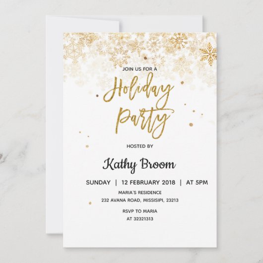 Schneeflocken Weihnachtsfeier Einladungskarte Einladung (Vorderseite)