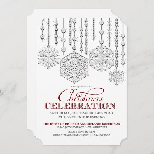 Schneeflocken Weihnachtsfeiern Party Einladung (Vorne/Hinten)