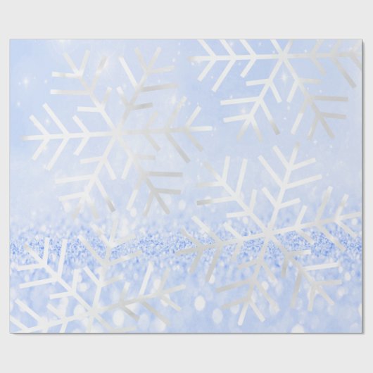Schneeflocken Weihnachtsfeiertag Blauer Pastell Gl Geschenkpapier (Flach)