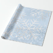Schneeflocken Weihnachtsfeiertag Grau Blau Glitzer Geschenkpapier (Ungerollt)