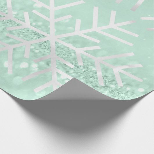 Schneeflocken Weihnachtsfeiertag Grauer Glitzer Geschenkpapier (Ecke)