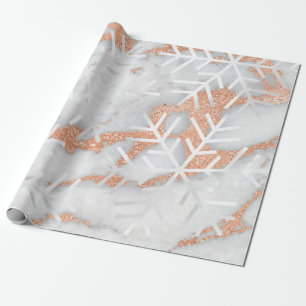 Schneeflocken Weihnachtsfeiertag Kupfer Marmor Gra Geschenkpapier