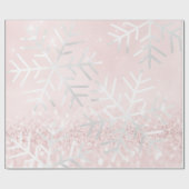 Schneeflocken Weihnachtsfeiertag Pink Pasta Glitze Geschenkpapier (Flach)