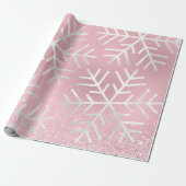 Schneeflocken Weihnachtsfeiertag Pink Spark Glitze Geschenkpapier (Ungerollt)