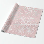 Schneeflocken Weihnachtsfeiertag Rosa Glitzer Geschenkpapier (Ungerollt)