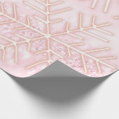 Schneeflocken Weihnachtsfeiertag Rosa Glitzer Geschenkpapier (Ecke)
