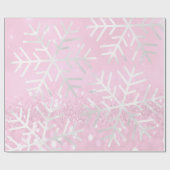 Schneeflocken Weihnachtsfeiertag Rosa Glitzer Geschenkpapier (Flach)
