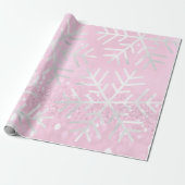 Schneeflocken Weihnachtsfeiertag Rosa Glitzer Geschenkpapier (Ungerollt)
