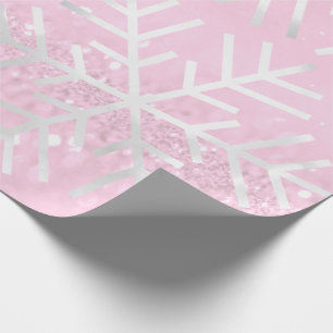 Schneeflocken Weihnachtsfeiertag Rosa Glitzer Geschenkpapier