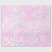 Schneeflocken Weihnachtsfeiertag Rosa Orchid Glitz Geschenkpapier (Flach)