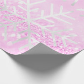 Schneeflocken Weihnachtsfeiertag Rosa Orchid Glitz Geschenkpapier (Ecke)