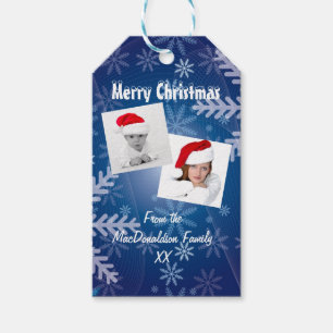 Schneeflocken Weihnachtsfeiertage Foto Collage Geschenkanhänger