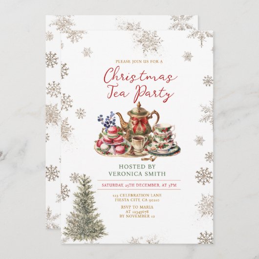 Schneeflocken Weihnachtsgebäck Party Blumenkohl Einladung (Vorne/Hinten)