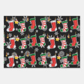 Schneeflocken Weihnachtsgeschenke Strümpfe und Bog Geschenkpapier Set (Vorderseite 2)