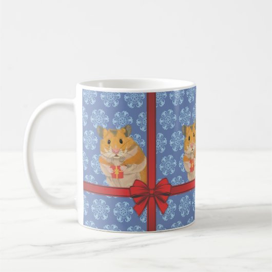 Schneeflocken Weihnachtshamster Kaffeetasse (Links)