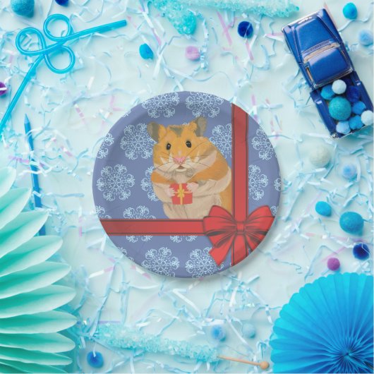 Schneeflocken Weihnachtshamster Pappteller (Party)