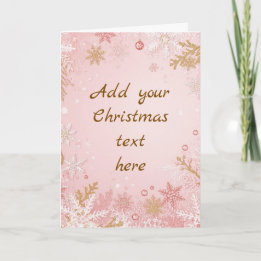Schneeflocken-Weihnachtskarte Rosa Weiß Gold Karte
