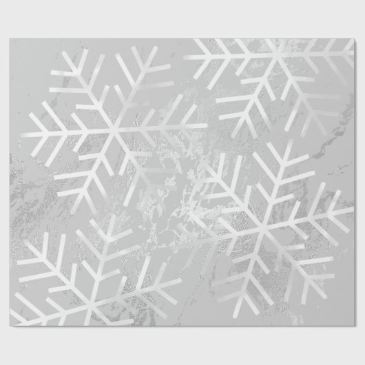 Schneeflocken Weihnachtsmarmor Grau Silber Geschenkpapier (Flach)