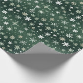 Schneeflocken - weiß auf grün geschenkpapier (Ecke)
