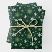 Schneeflocken - weiß auf grün geschenkpapier set (Beispiel)