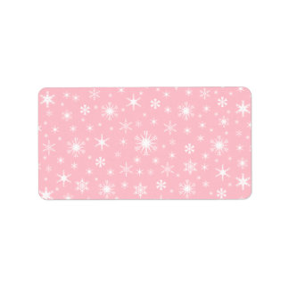 Schneeflocken - weiß auf rosa adressaufkleber