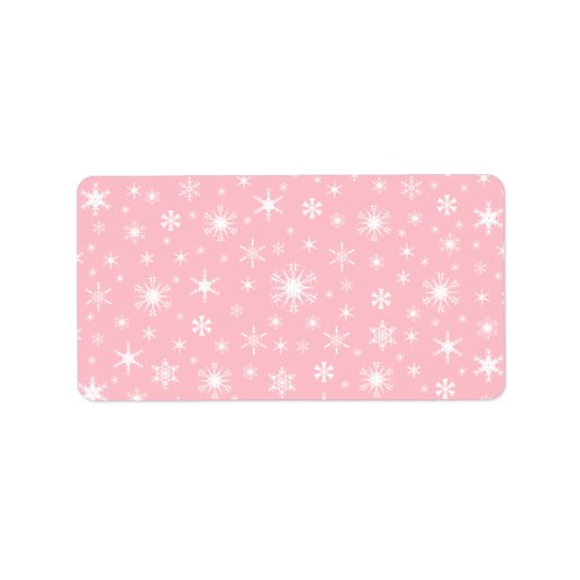 Schneeflocken - weiß auf rosa adressaufkleber (Vorne)