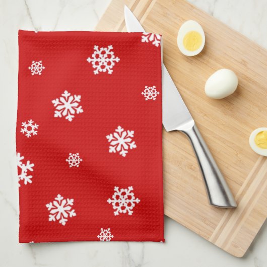 Schneeflocken (weiß) [Weihnachtsmuster] Küchentuch (Viertel Falte)