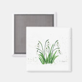 Schneeflocken, weiße Blume, Aquarell Magnet (Vorderseite/Rückseite)