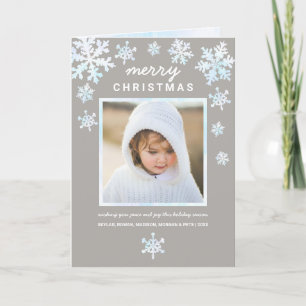 Schneeflocken Weißer Opal Winterschnee Foto hinzuf Feiertagskarte