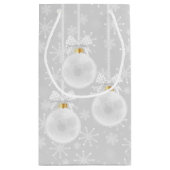 Schneeflocken Weißer Ornament Weihnachtsfeiertag Kleine Geschenktüte (Rückseite)