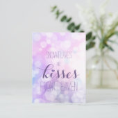 Schneeflocken werden vom Himmel küss - Lila Glitze Postkarte (Stehend Vorderseite)