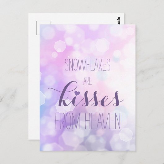 Schneeflocken werden vom Himmel küss - Lila Glitze Postkarte (Vorne/Hinten)