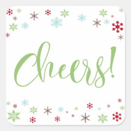 Schneeflocken-Whimsy-Ches, Apfelgrün Quadratischer Aufkleber