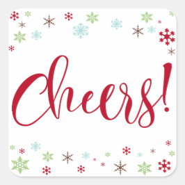 Schneeflocken Whimsy jubeln! Rote Typografie Quadratischer Aufkleber