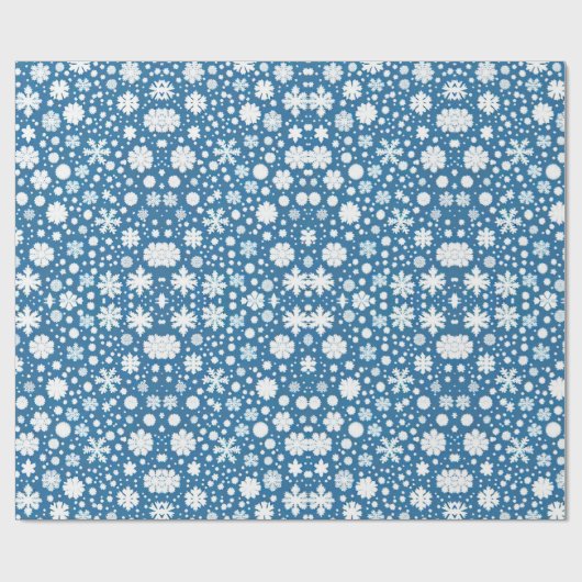 Schneeflocken Wiederholung Muster weiß blau Geschenkpapier (Flach)