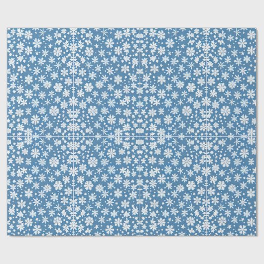 Schneeflocken Wiederholung Muster weiß blau Geschenkpapier (Flach)