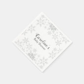 Schneeflocken Winter Baby Dusche Grau Silber Glitz Serviette (Ecke)