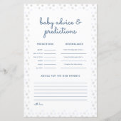 Schneeflocken Winter Baby Shower Predictions Card (Vorderseite)
