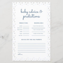 Schneeflocken Winter Baby Shower Predictions Card