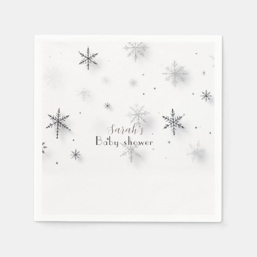 Schneeflocken Winter Babydusche Serviette (Vorderseite)