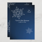 Schneeflocken Winter Bat Mitzvah Blau Einladung (Vorne/Hinten)